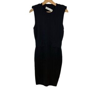 Victoria Beckham Virgin Wool Black Long Warm Winter Fall Pencil Sleeveless Dress
